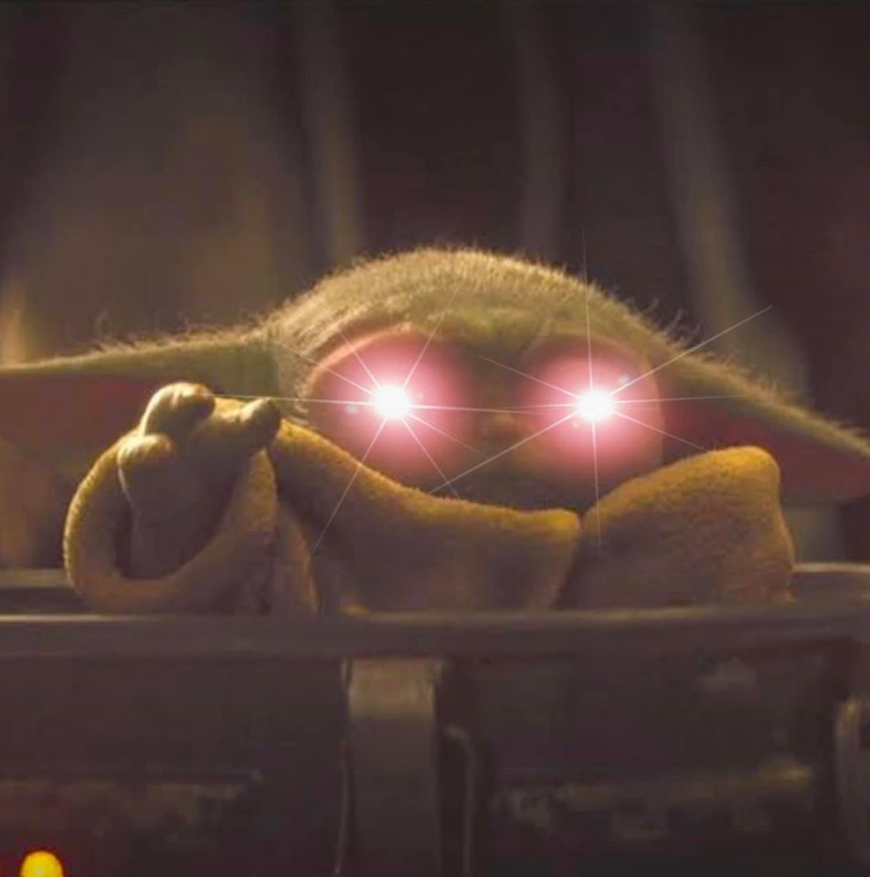 The meme is a still image from the Star Wars franchise, featuring the character Baby Yoda from "The Mandalorian" with a concerned or worried expression. The image is captioned "When you're in a meeting and you have no idea what's going on".